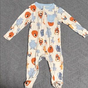 Monster Print Baby Footed Zipper Pajamas